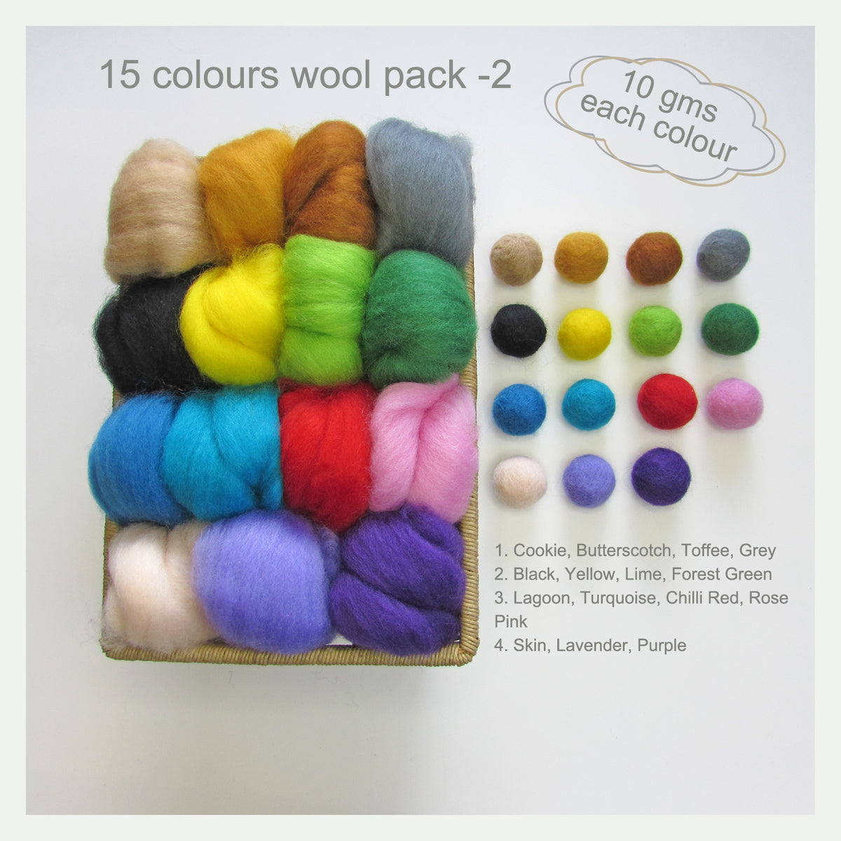 Woolpets Wool Roving Color Packs, Spring